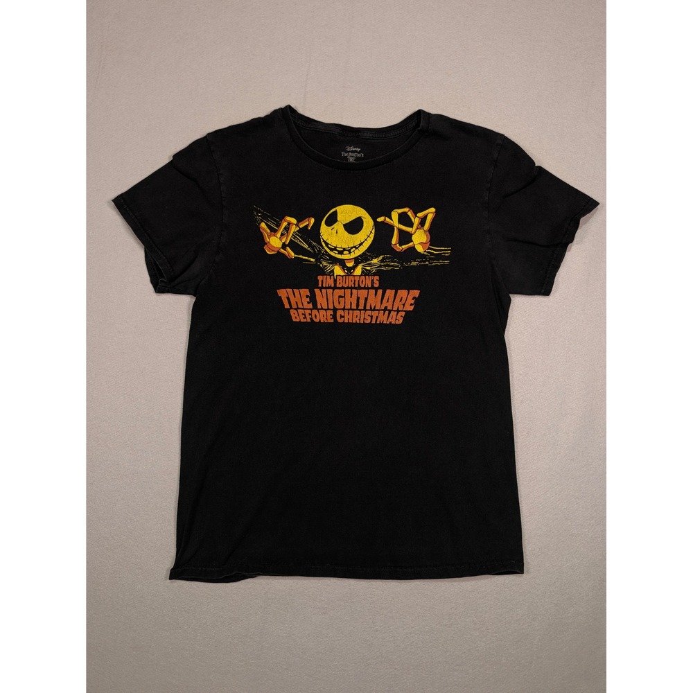 Disney Nightmare Before Christmas Jack Skellington T-Shirt Black Medium 2-Side